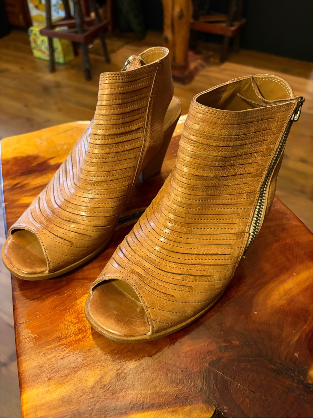 Paul Green Cayanne Peep Toe Sandal Cognac 4.5 US 7